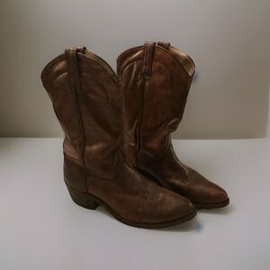 Cowboy Work Boots Brown Leather Oil/Chemical Resistant Mens 9.5 D